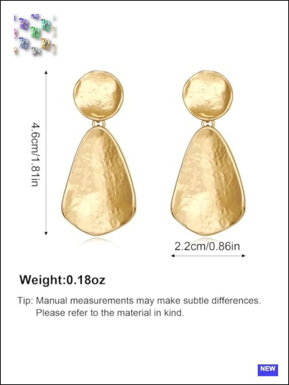 Gold Plated Chunky Dangle Earrings Hammered Geometric Statement Jewelry